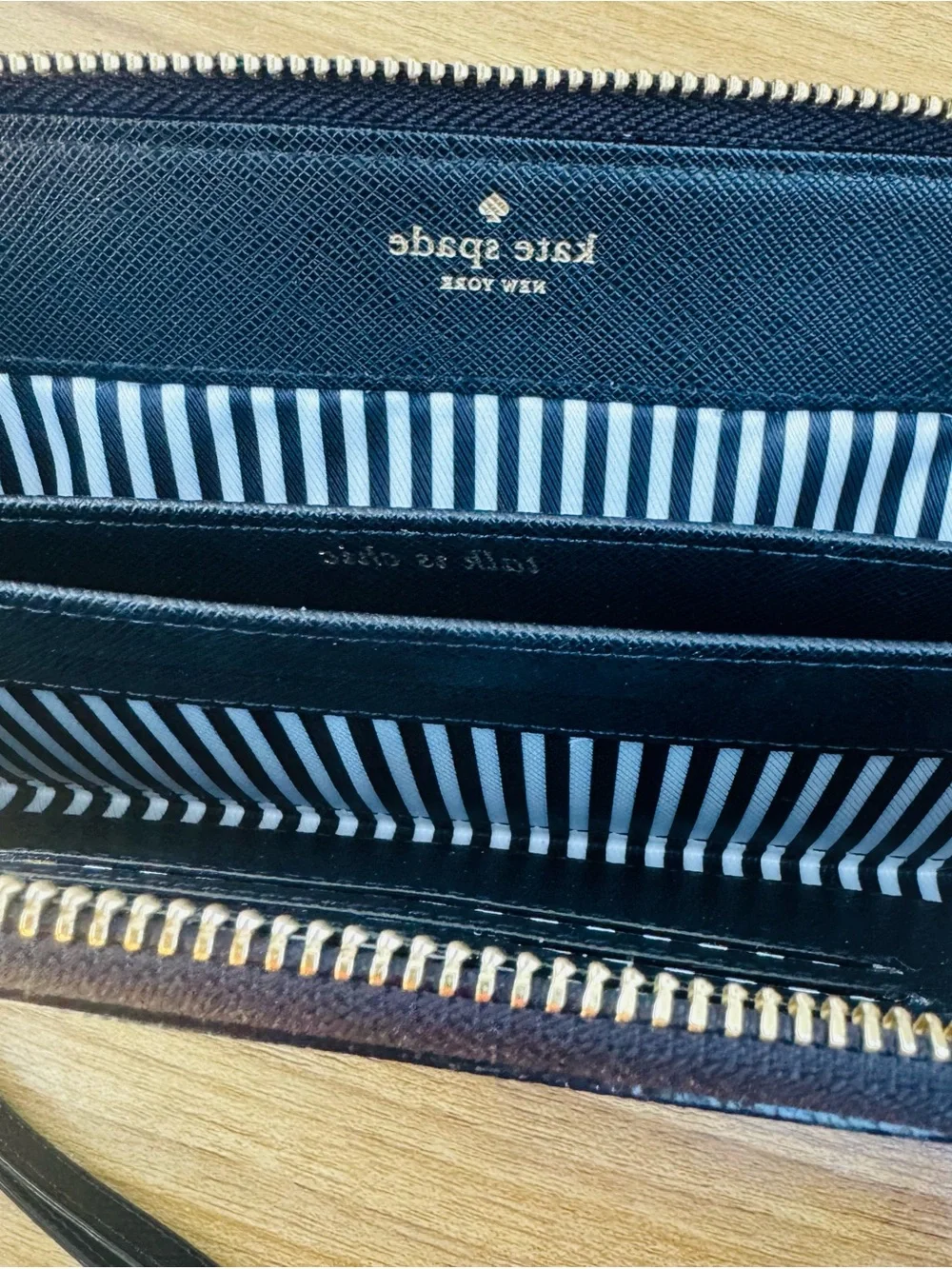 Kate Spade Black Saffiano Leather Zip-Around Continental Wristlet Wallet